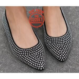 Zara Rhinestone Pointed Toe Flats Sparkle Ballet Flats Dressy NWT 7.5 8